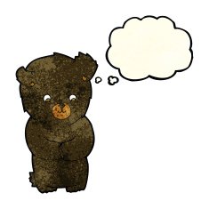 cute cartoon black bear with thought bubble N27