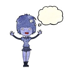cartoon vampire girl with thought bubble N90