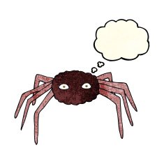 cartoon spider with thought bubble N8
