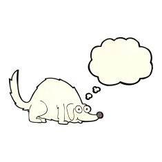 cartoon happy dog with thought bubble N36