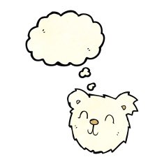 cartoon happy polar bear face with thought bubble N2