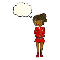 cartoon cool girl with thought bubble N11