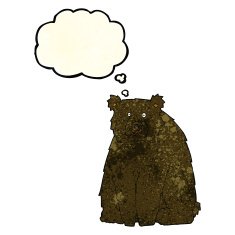 cartoon funny black bear with thought bubble N4