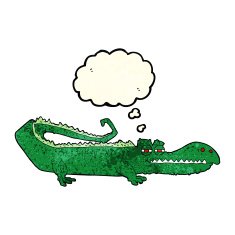 cartoon crocodile with thought bubble N13