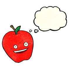 cartoon happy apple with thought bubble N4
