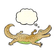 cartoon crocodile with thought bubble N14