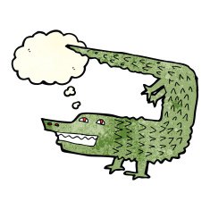 cartoon crocodile with thought bubble N15