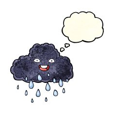 Cartoon Raincloud With Thought Bubble N3