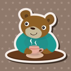 animal bear having afternoon tea theme elements N3