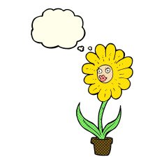 cartoon flower with thought bubble N17