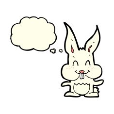 cartoon rabbit with thought bubble N37