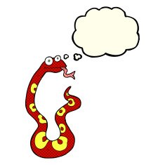 cartoon snake with thought bubble N22