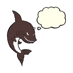 funny cartoon shark with thought bubble N13