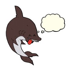 funny cartoon shark with thought bubble N14