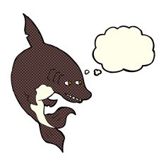 funny cartoon shark with thought bubble N15