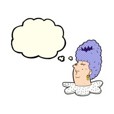 cartoon queen's head with thought bubble N5