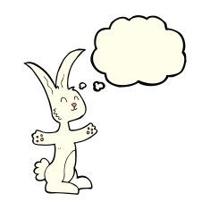 cartoon rabbit with thought bubble N38