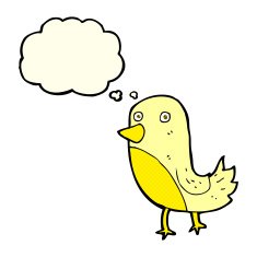 cartoon yellow bird with thought bubble N2