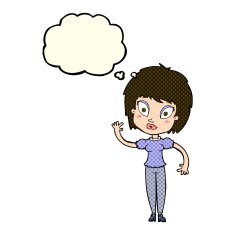 cartoon pretty girl with thought bubble N41