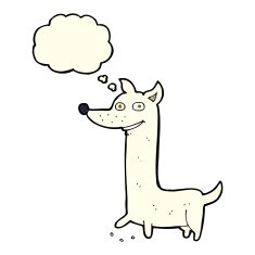 funny cartoon dog with thought bubble N9