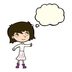 cartoon happy girl with thought bubble N36