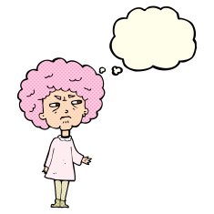cartoon old lady with thought bubble N5