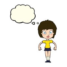cartoon pretty girl with thought bubble N42