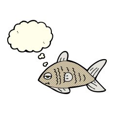 cartoon funny fish with thought bubble N8