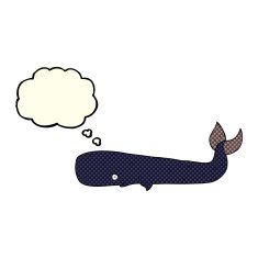 cartoon whale with thought bubble N13