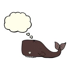cartoon whale with thought bubble N14