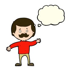 cartoon dad waving with thought bubble N5