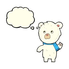 cartoon cute polar bear with thought bubble N34