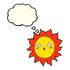cartoon sun with thought bubble N9