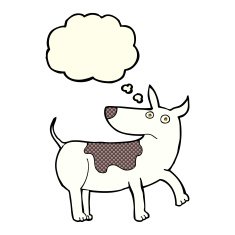 funny cartoon dog with thought bubble N10