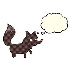cartoon wolf cub with thought bubble N5