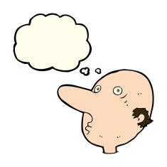 cartoon balding man with thought bubble N9