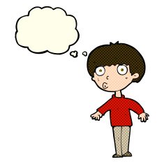 cartoon surprised boy with thought bubble N13
