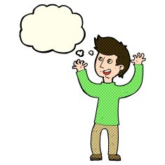 cartoon happy man with thought bubble N191