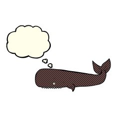 cartoon whale with thought bubble N15