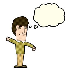 cartoon angry man with thought bubble N36