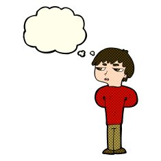 cartoon antisocial boy with thought bubble N4