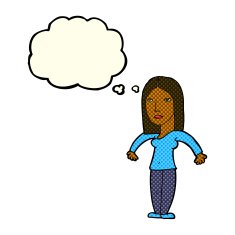 Cartoon Annoyed Woman With Thought Bubble N75