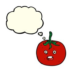 cartoon tomato with thought bubble N19