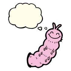 cartoon caterpillar with thought bubble N4
