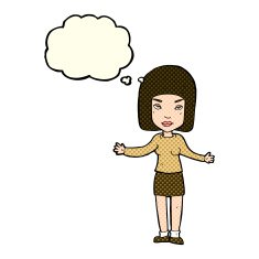 Cartoon Annoyed Woman With Thought Bubble N76