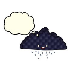 cartoon rain cloud with thought bubble N7