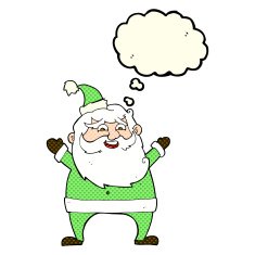 jolly santa cartoon with thought bubble N13