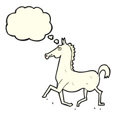 cartoon horse with thought bubble N13