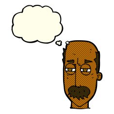 cartoon annoyed old man with thought bubble N27