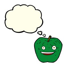 cartoon apple with thought bubble N16